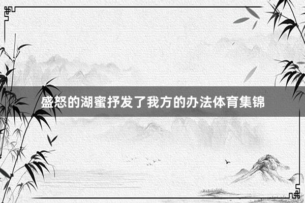 盛怒的湖蜜抒发了我方的办法体育集锦