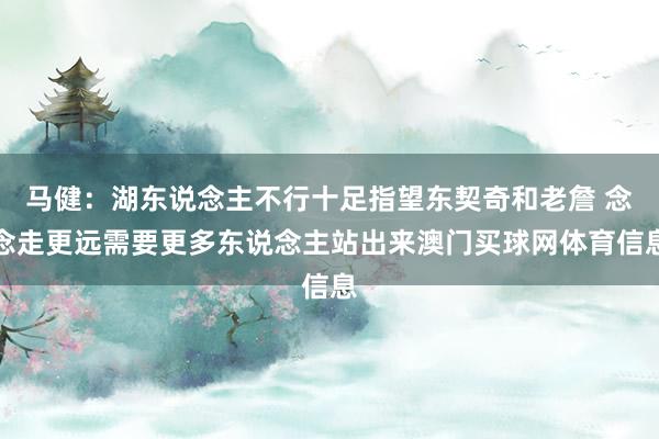 马健：湖东说念主不行十足指望东契奇和老詹 念念走更远需要更多东说念主站出来澳门买球网体育信息