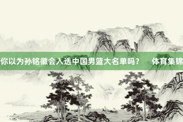 你以为孙铭徽会入选中国男篮大名单吗？    体育集锦