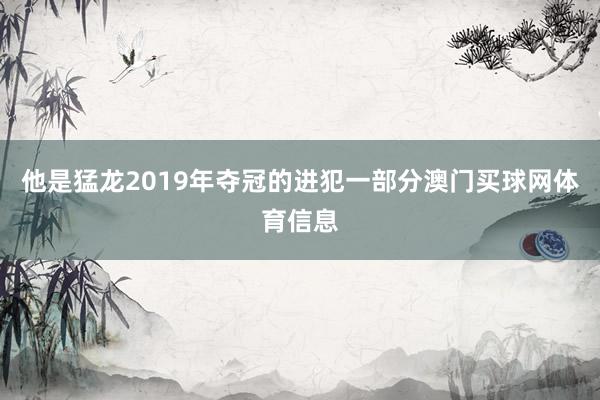 他是猛龙2019年夺冠的进犯一部分澳门买球网体育信息