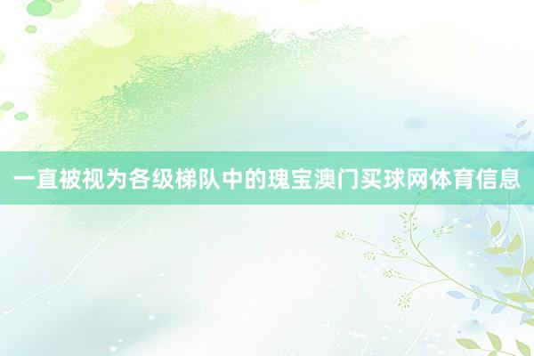 一直被视为各级梯队中的瑰宝澳门买球网体育信息