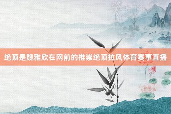 绝顶是魏雅欣在网前的推崇绝顶拉风体育赛事直播