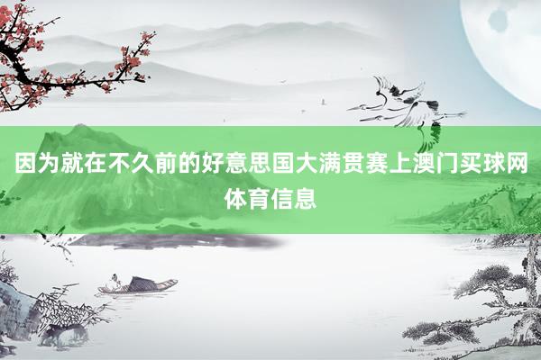 因为就在不久前的好意思国大满贯赛上澳门买球网体育信息