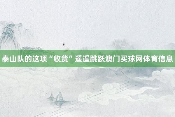 泰山队的这项“收货”遥遥跳跃澳门买球网体育信息