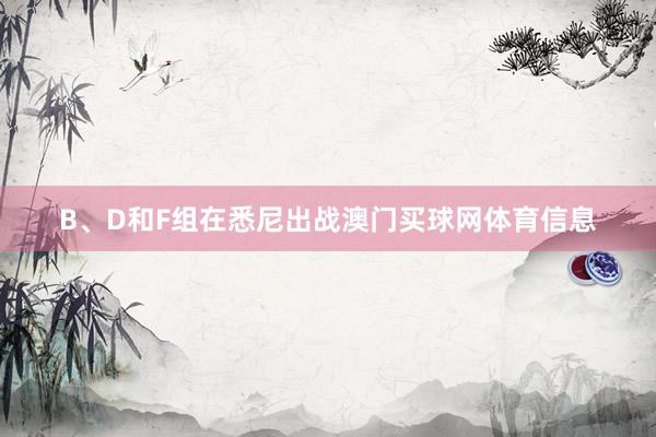 B、D和F组在悉尼出战澳门买球网体育信息