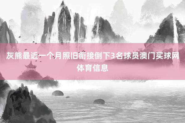 灰熊最近一个月照旧衔接倒下3名球员澳门买球网体育信息