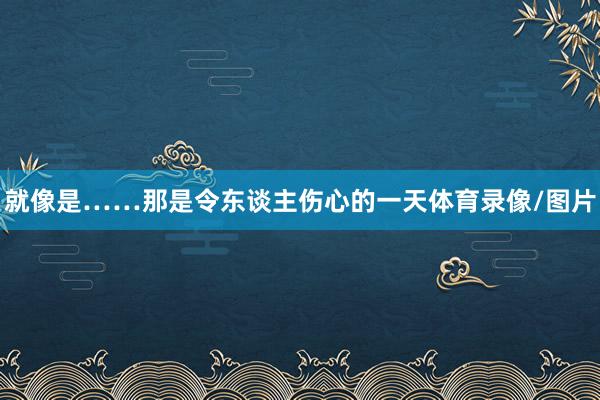 就像是……那是令东谈主伤心的一天体育录像/图片