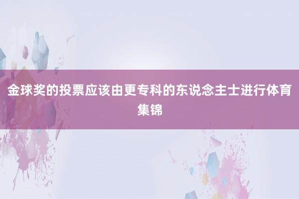 金球奖的投票应该由更专科的东说念主士进行体育集锦
