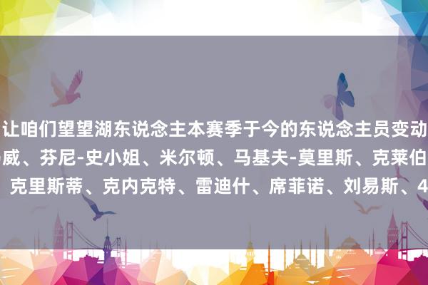 让咱们望望湖东说念主本赛季于今的东说念主员变动情况：流入：东契奇、马威、芬尼-史小姐、米尔顿、马基夫-莫里斯、克莱伯流出：浓眉、拉塞尔、克里斯蒂、克内克特、雷迪什、席菲诺、刘易斯、4个次轮、29年首轮、31年首轮、30年首轮互换    体育集锦