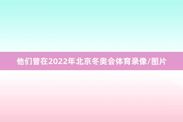 他们曾在2022年北京冬奥会体育录像/图片