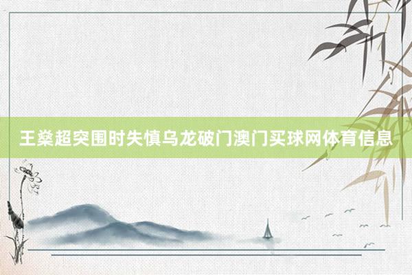 王燊超突围时失慎乌龙破门澳门买球网体育信息