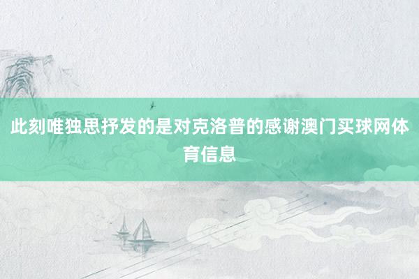 此刻唯独思抒发的是对克洛普的感谢澳门买球网体育信息