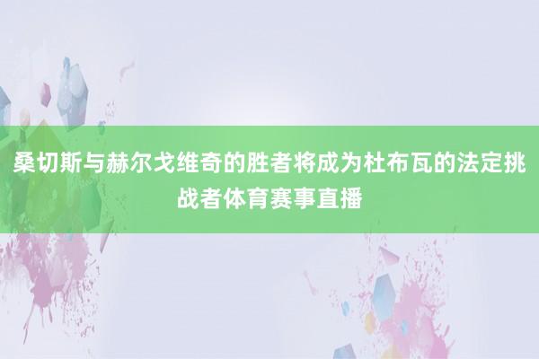 桑切斯与赫尔戈维奇的胜者将成为杜布瓦的法定挑战者体育赛事直播