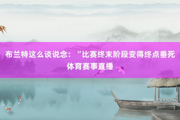 布兰特这么谈说念：“比赛终末阶段变得终点垂死体育赛事直播