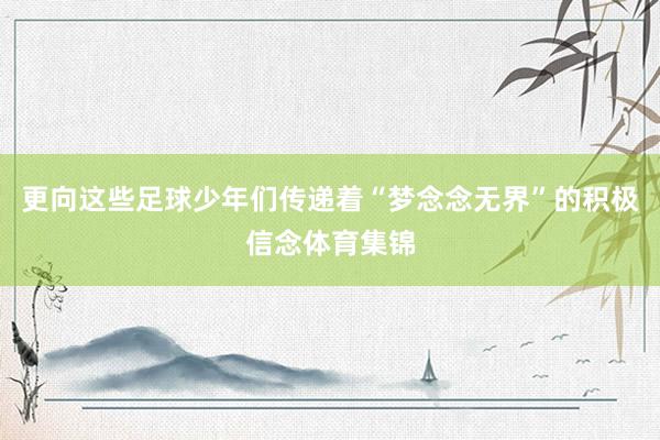 更向这些足球少年们传递着“梦念念无界”的积极信念体育集锦