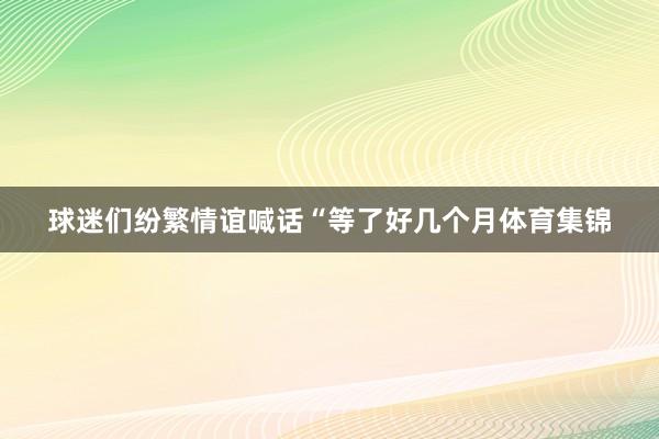 球迷们纷繁情谊喊话“等了好几个月体育集锦