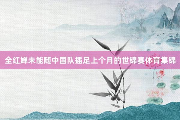 全红婵未能随中国队插足上个月的世锦赛体育集锦
