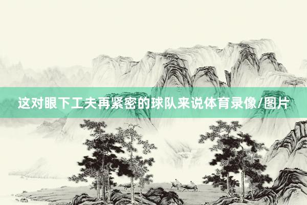 这对眼下工夫再紧密的球队来说体育录像/图片