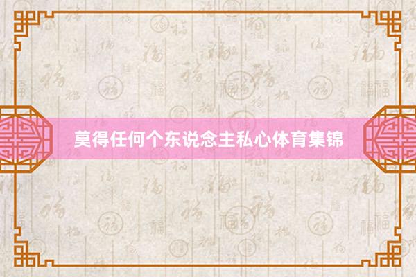 莫得任何个东说念主私心体育集锦