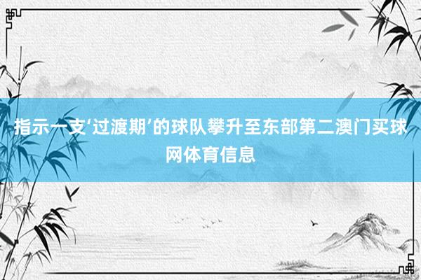 指示一支‘过渡期’的球队攀升至东部第二澳门买球网体育信息
